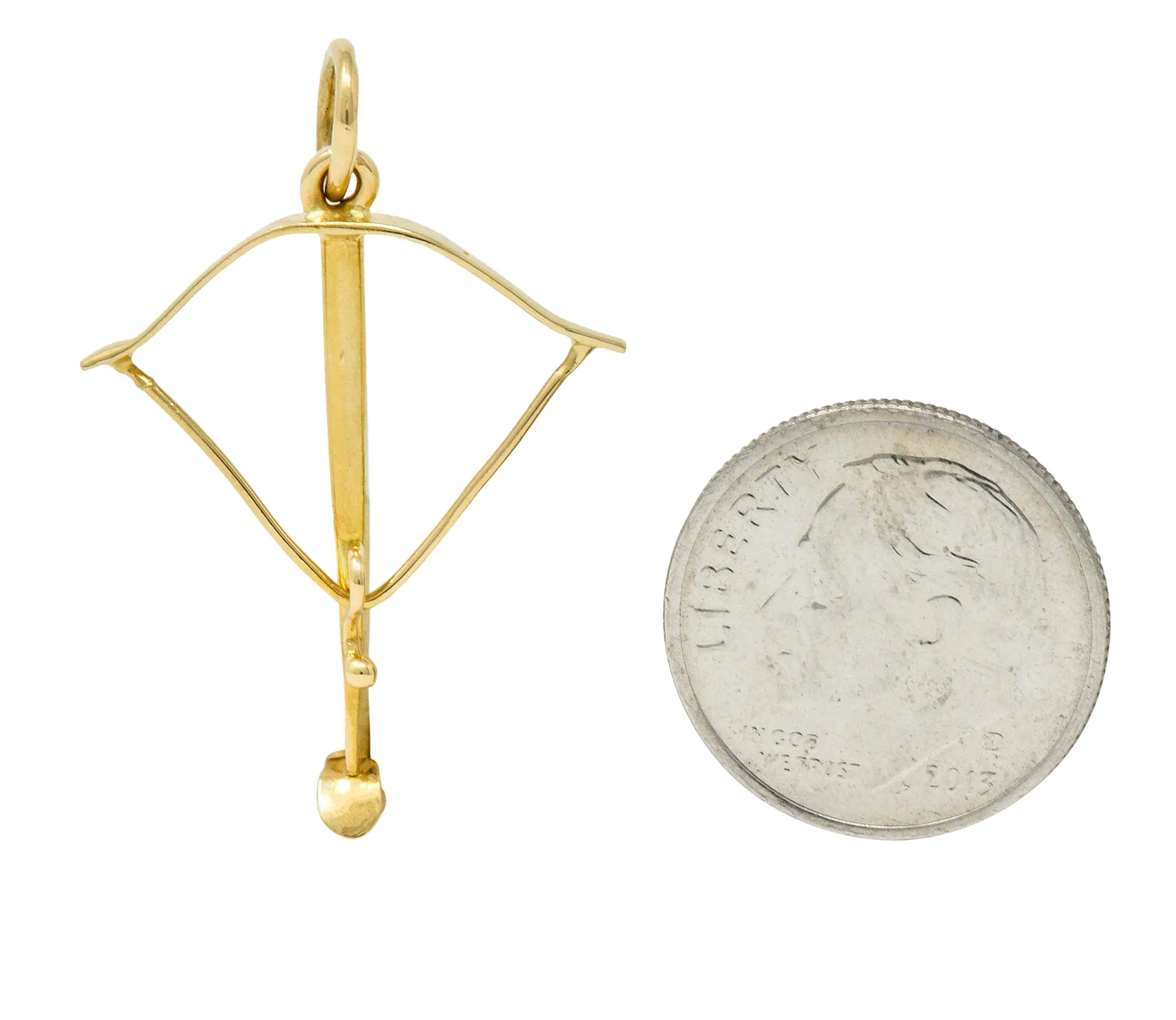 1940’s Vintage 18 Karat Gold Crossbow Charm