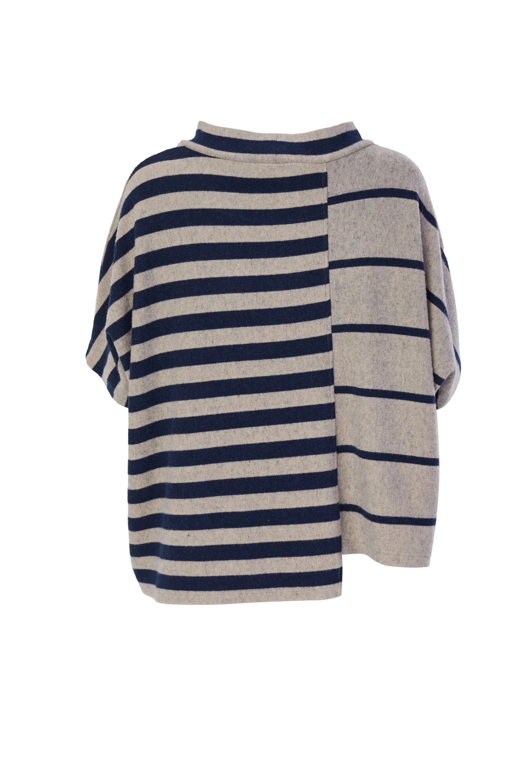 292- Naya Multi Stripe Knit w/ Raised neckline- Navy & Stone