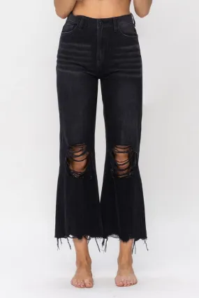 90's Vintage Super High Rise Crop Flare Jeans