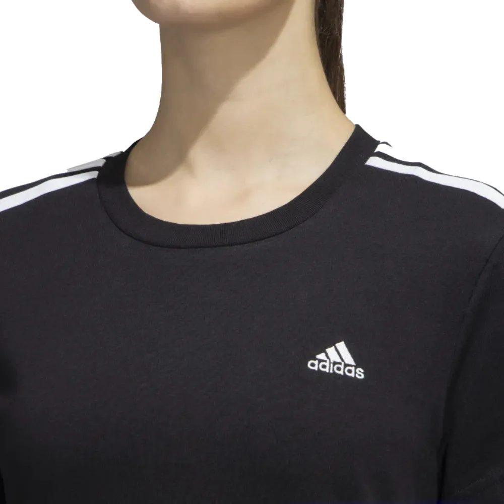 Adidas Women's Slim Essentials 3 Stripes Tee (Black/White)