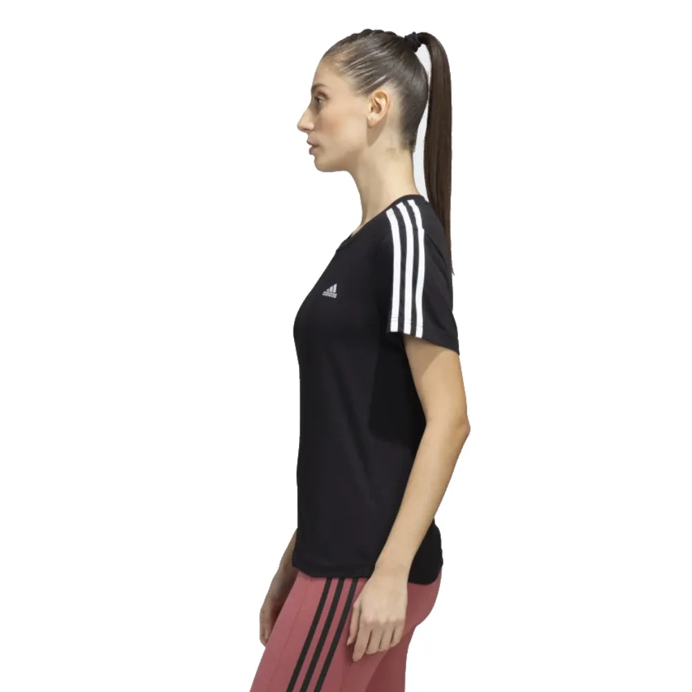 Adidas Women's Slim Essentials 3 Stripes Tee (Black/White)