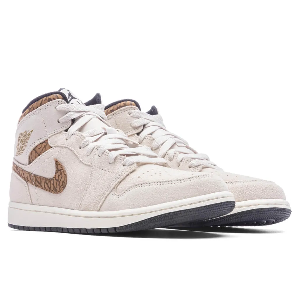 Air Jordan 1 Mid SE - Light Orewood Brown/Metallic Gold/White