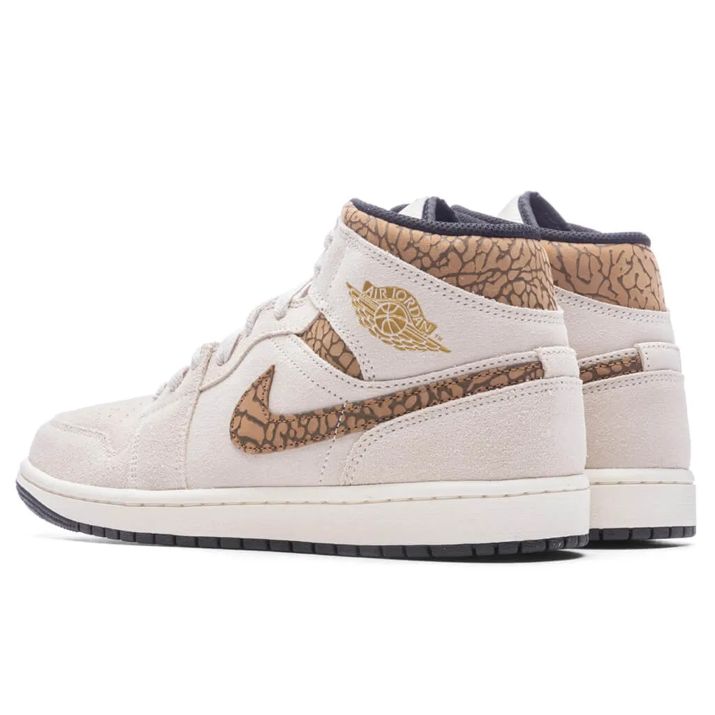 Air Jordan 1 Mid SE - Light Orewood Brown/Metallic Gold/White