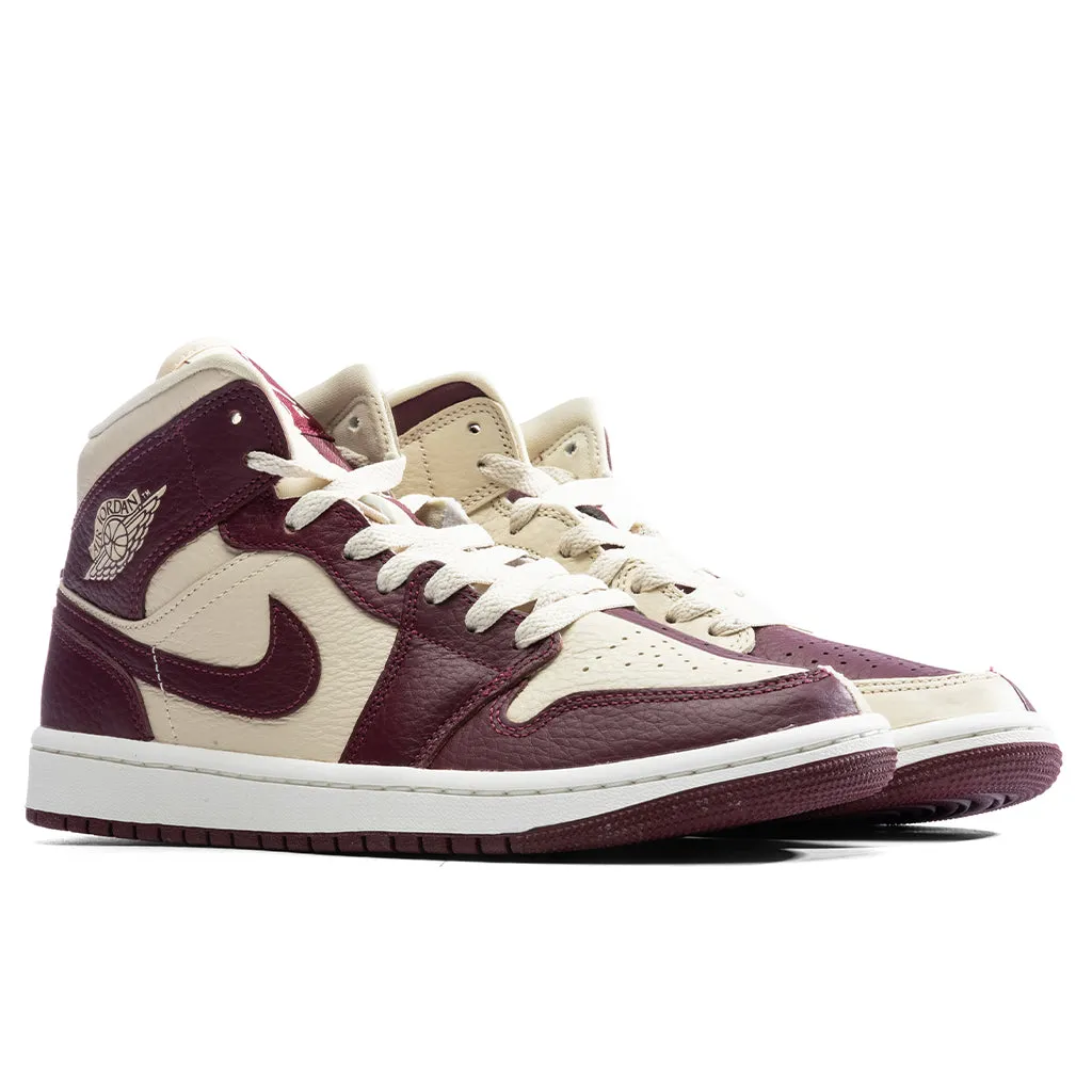 Air Jordan 1 Mid Women's - Beach/Cherry Wood Red/Sail