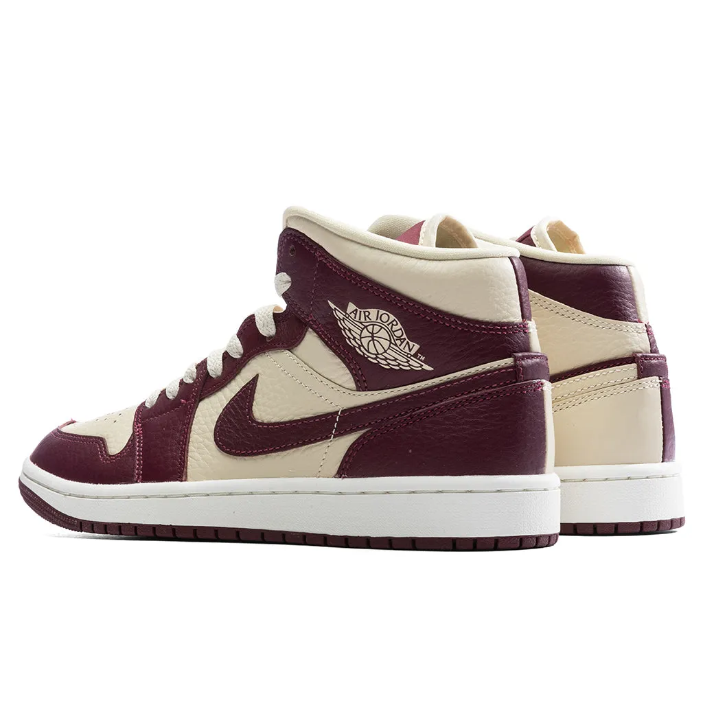 Air Jordan 1 Mid Women's - Beach/Cherry Wood Red/Sail