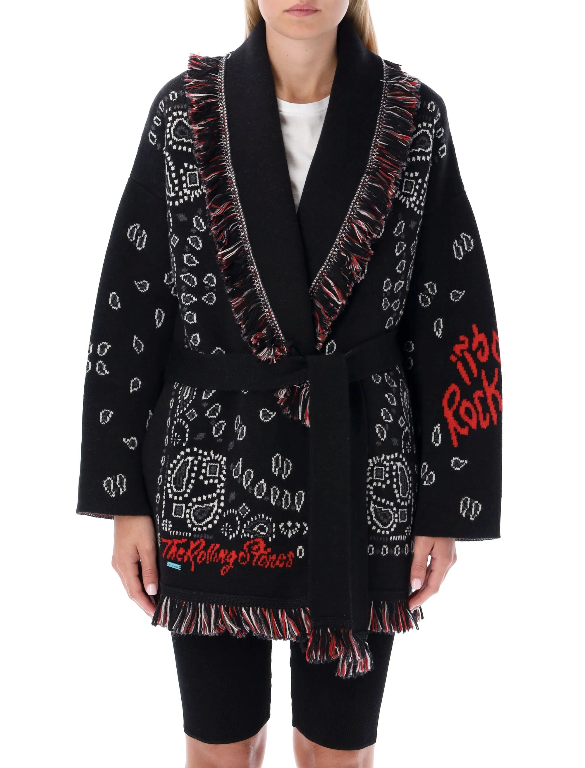 Alanui It's Only Rock'n'roll Graphic Intarsia Cardigan