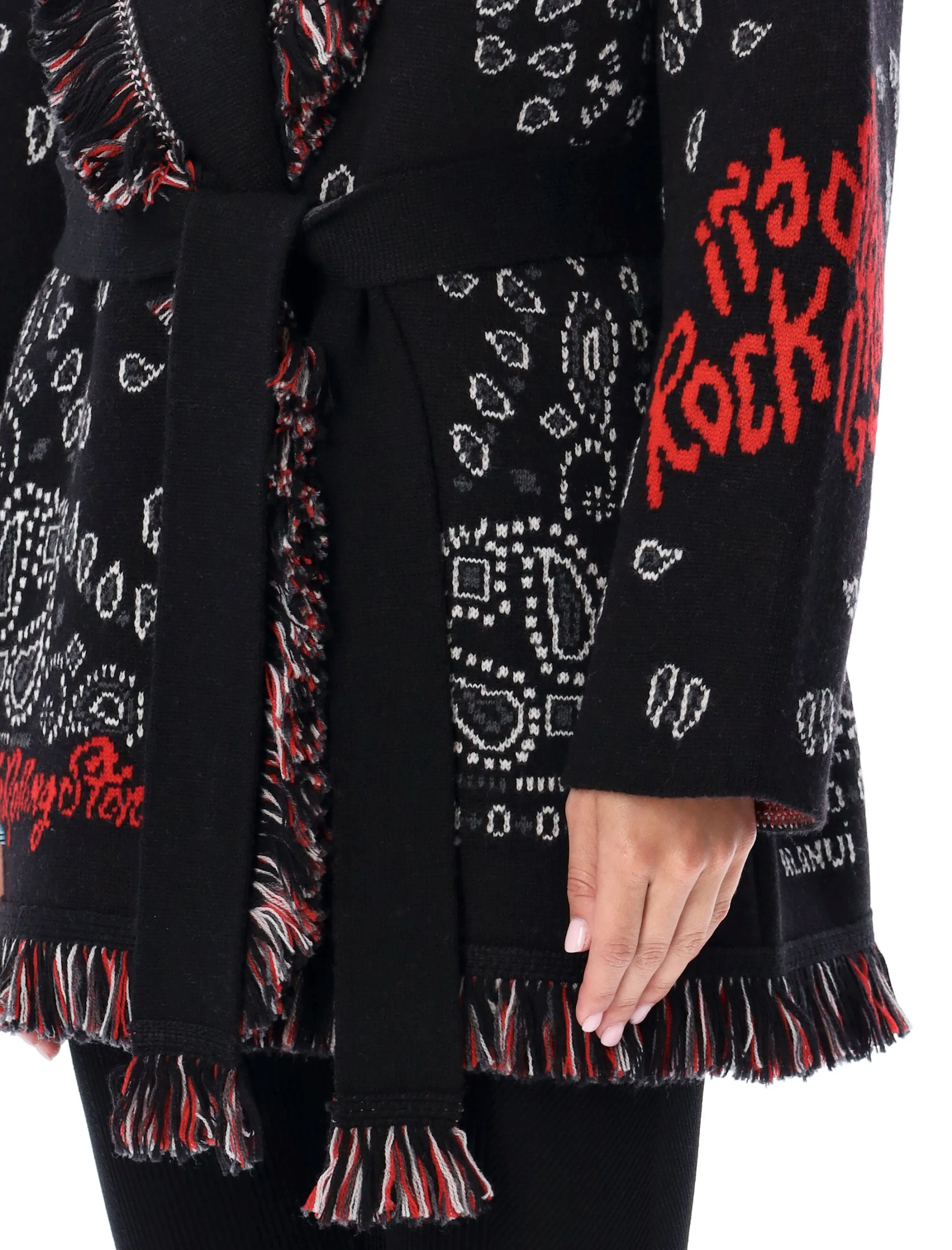 Alanui It's Only Rock'n'roll Graphic Intarsia Cardigan