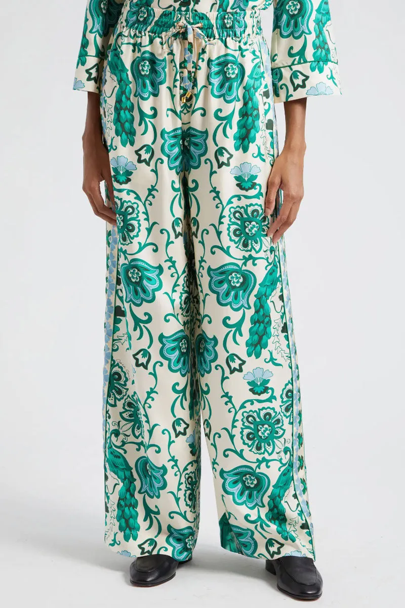 Amalfi Silk Pants - Peacock Turtledove