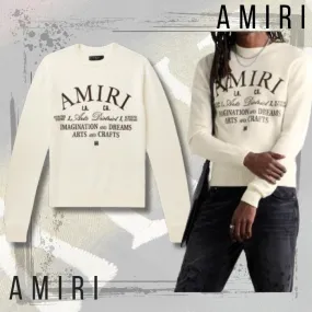 AMIRI  |Street Style Long Sleeves Logo Sweaters