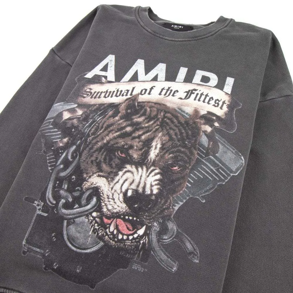 AMIRI  |Street Style Long Sleeves Logo Sweatshirts