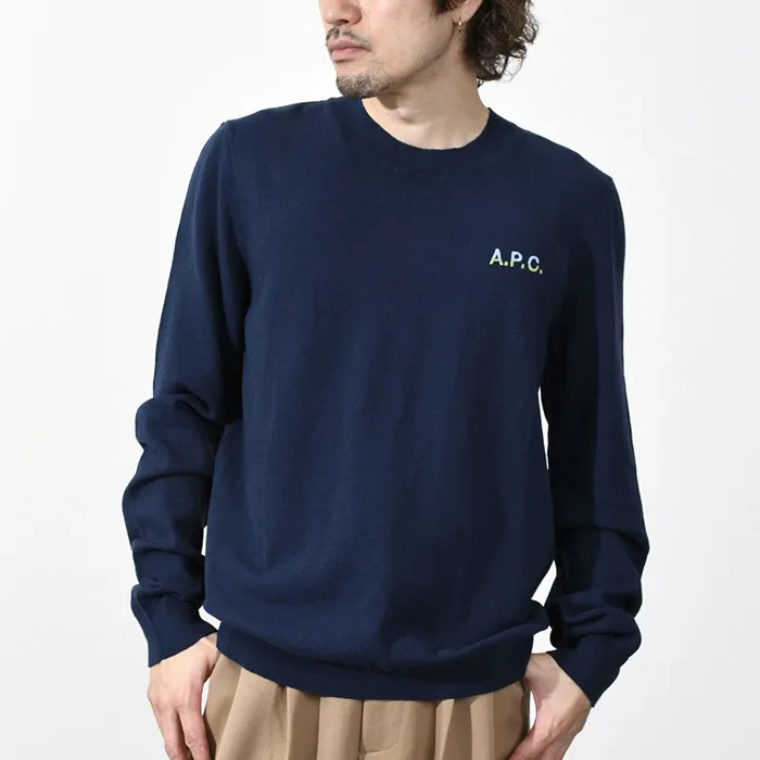 A.P.C.  |Crew Neck Long Sleeves Plain Logo Designers Sweaters