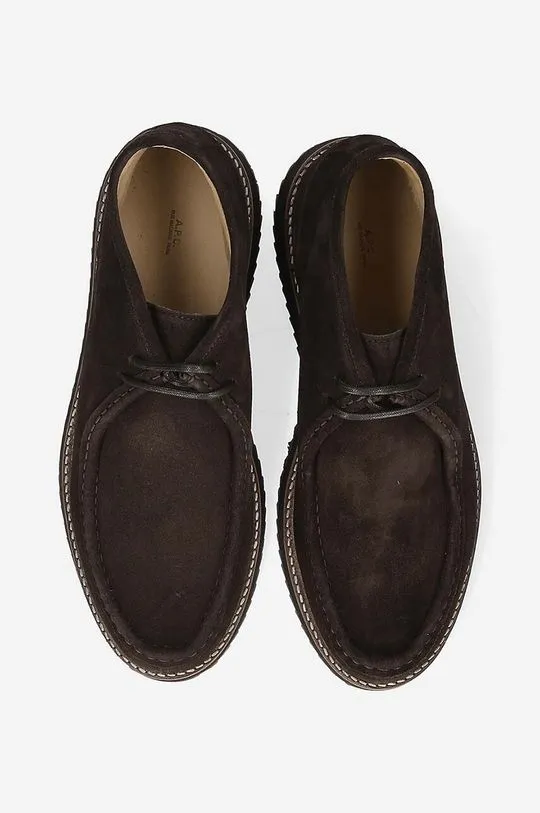 A.P.C. suede shoes Boots Jeremie Haute men's brown color