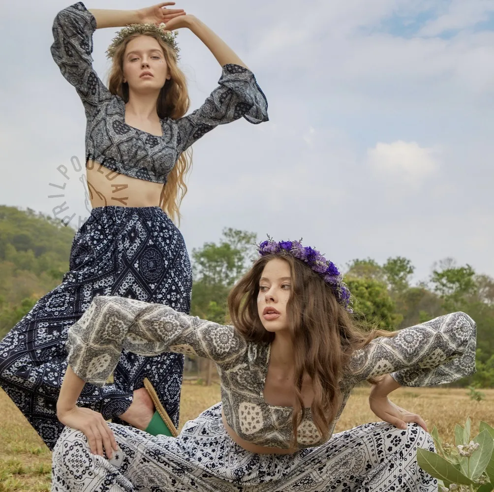 APRILPOOLDAY  |Flower Patterns Paisley Casual Style Street Style