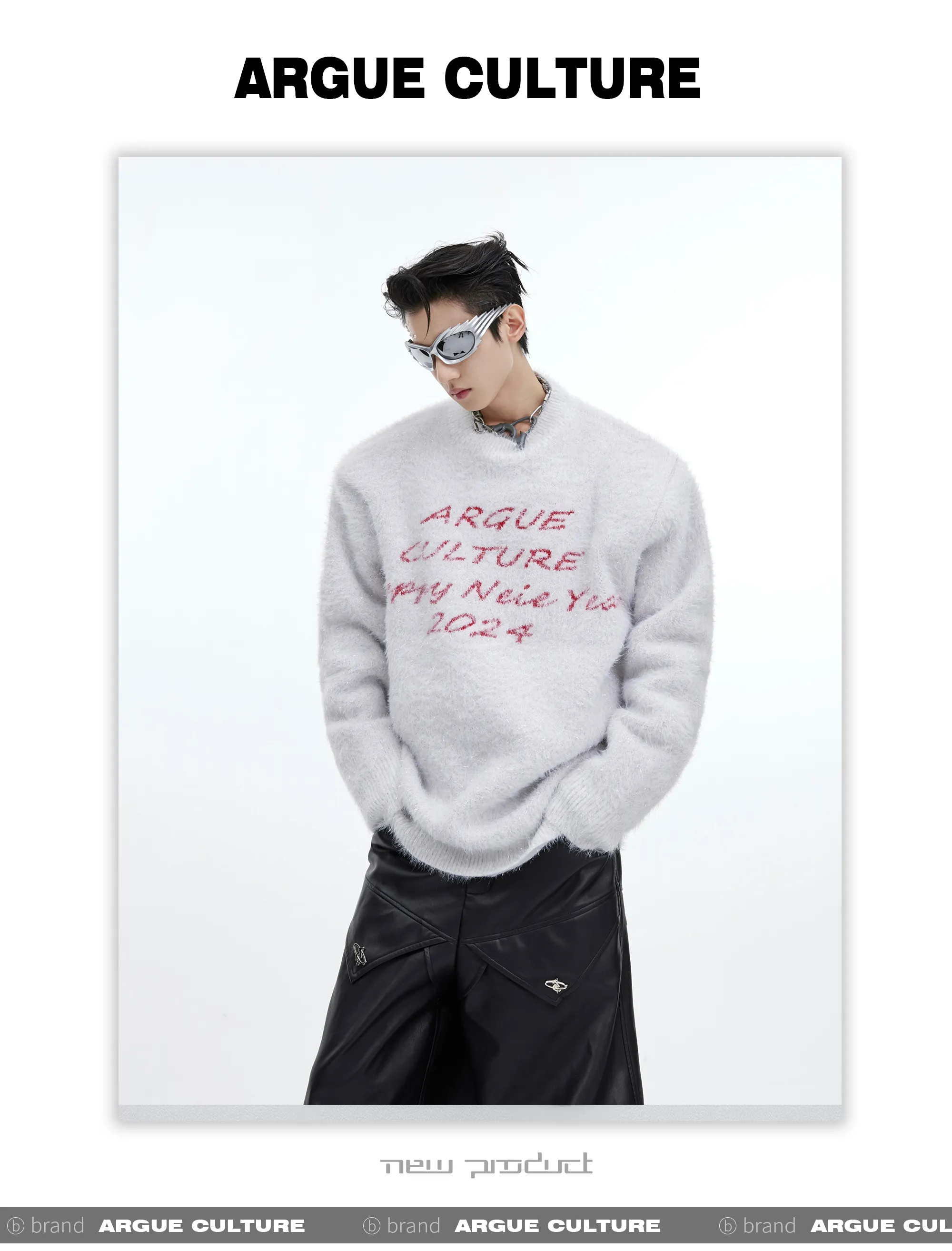 Argue Culture  |Crew Neck Pullovers Monogram Unisex Blended Fabrics