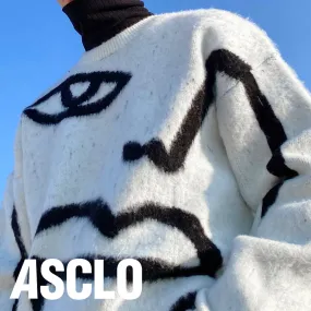 ASCLO  |Crew Neck Pullovers Monogram Unisex Fine Gauge Street Style