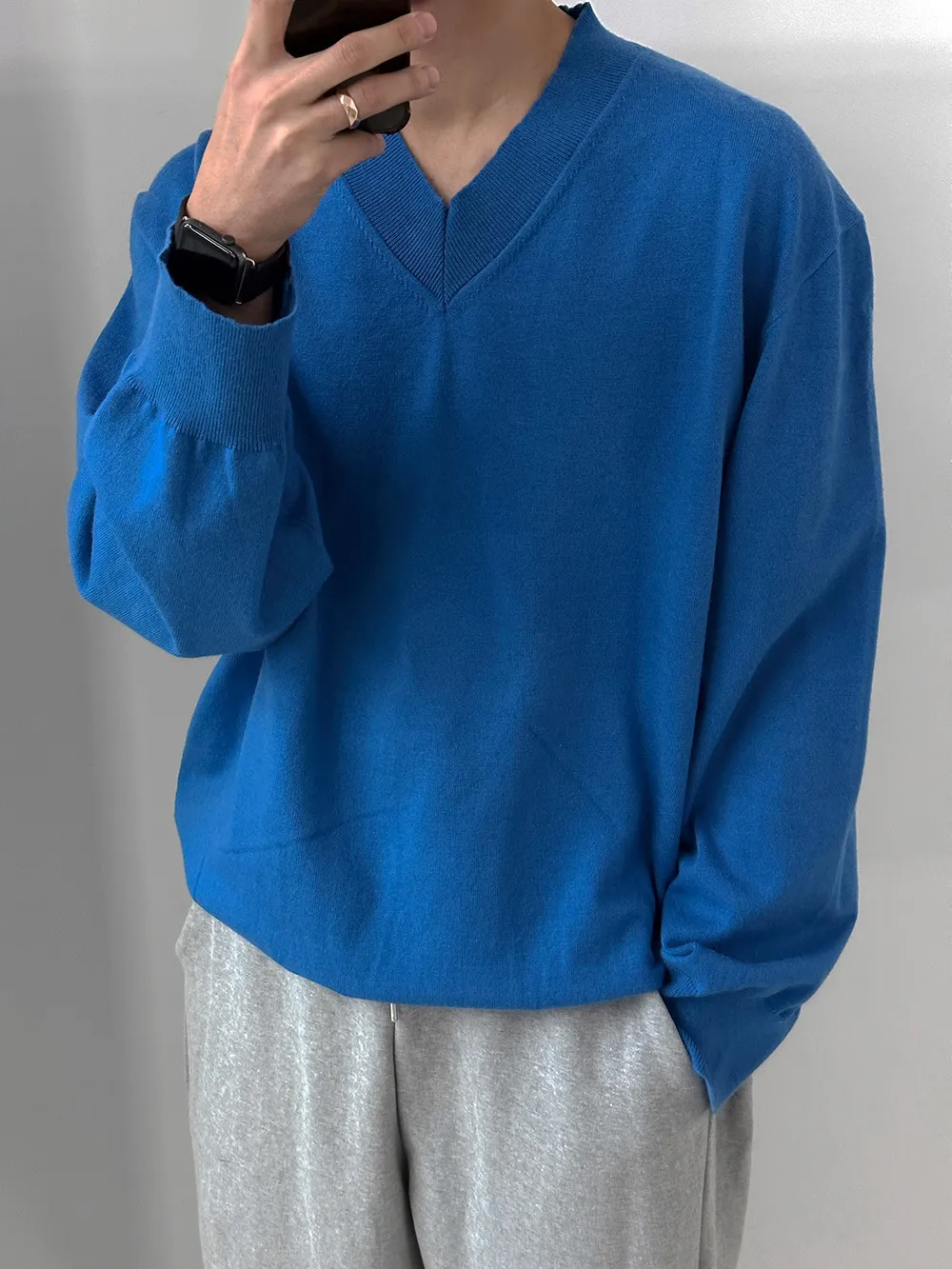 ASCLO  |Pullovers Unisex Nylon Fine Gauge Street Style V-Neck