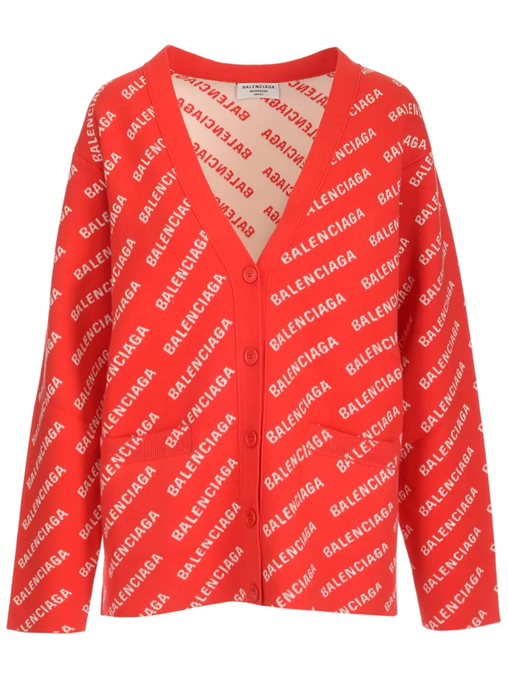 Balenciaga All Over Logo Printed Knitted Cardigan