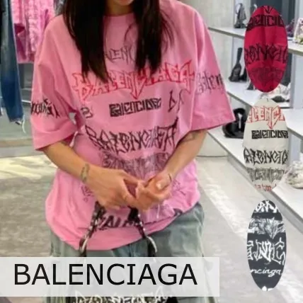 BALENCIAGA  |Crew Neck Pullovers Unisex Street Style Cotton Short Sleeves