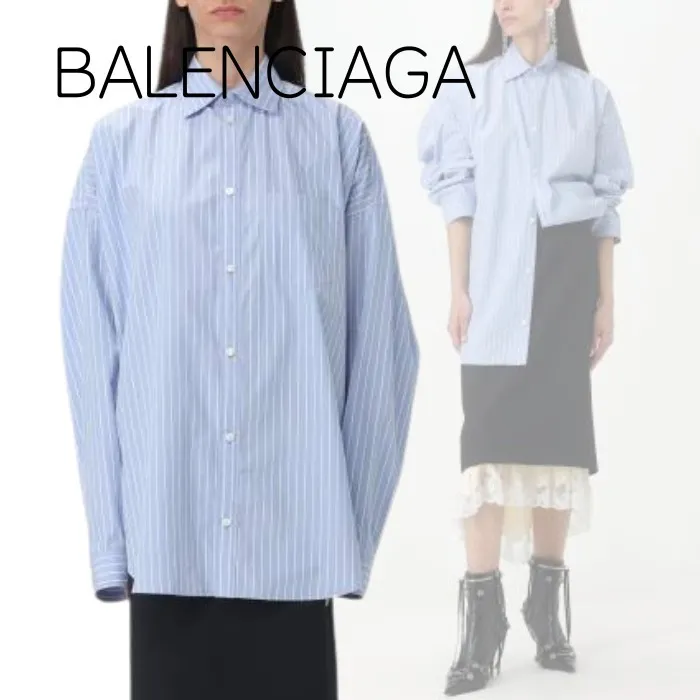 BALENCIAGA  |Stripes Casual Style Unisex Dolman Sleeves Street Style