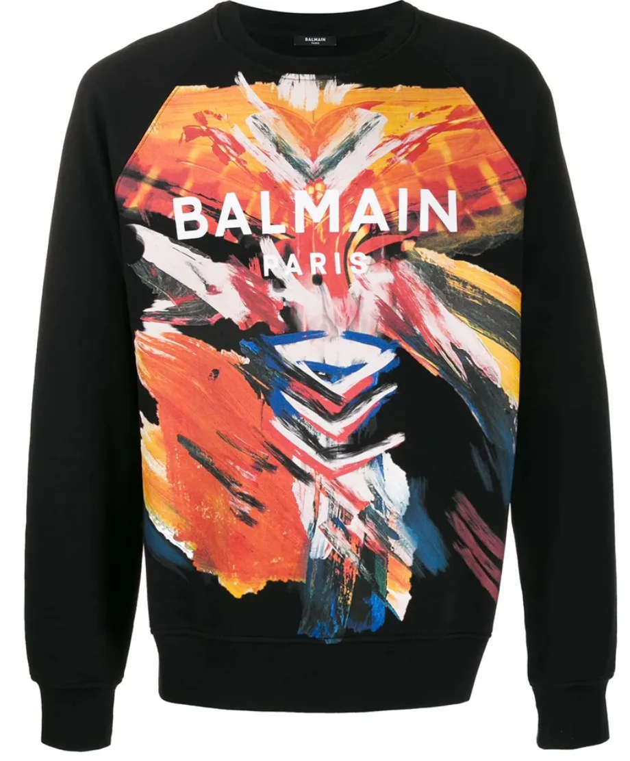 BALMAIN  |Crew Neck Long Sleeves Plain Logo Luxury Sweatshirts