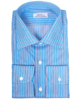 Blue and White Striped Dress Shirt