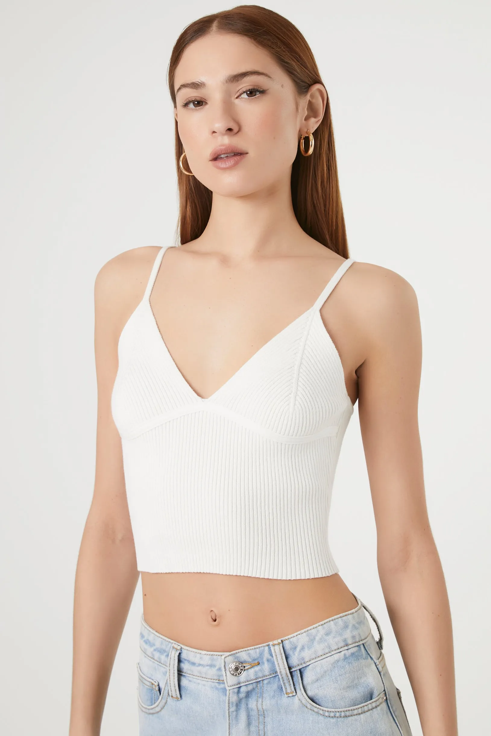 Camisole en tricot côtelé à encolure en V