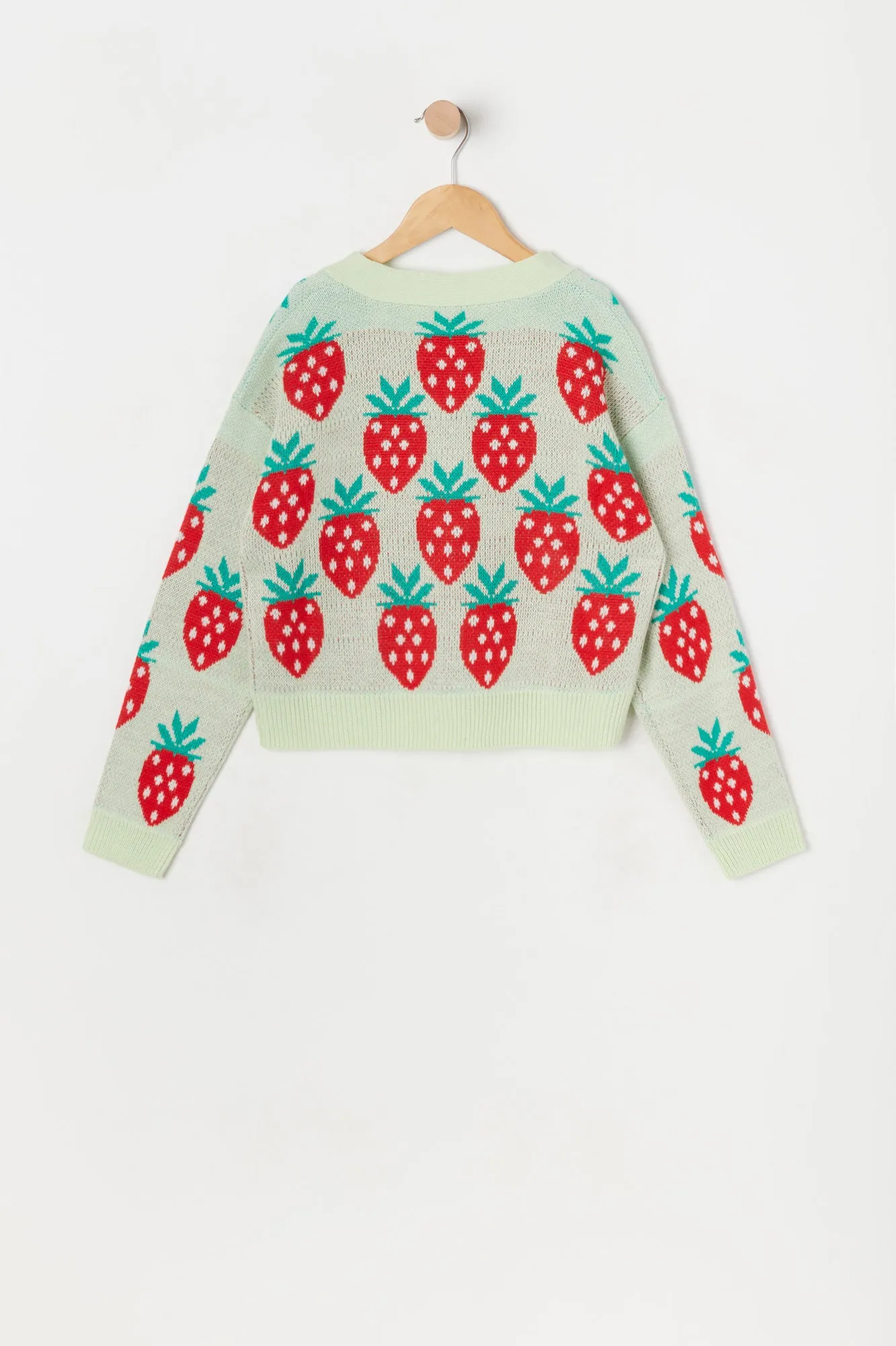 Cardigan boutonné en tricot à motif cachemire Fraise pour fille