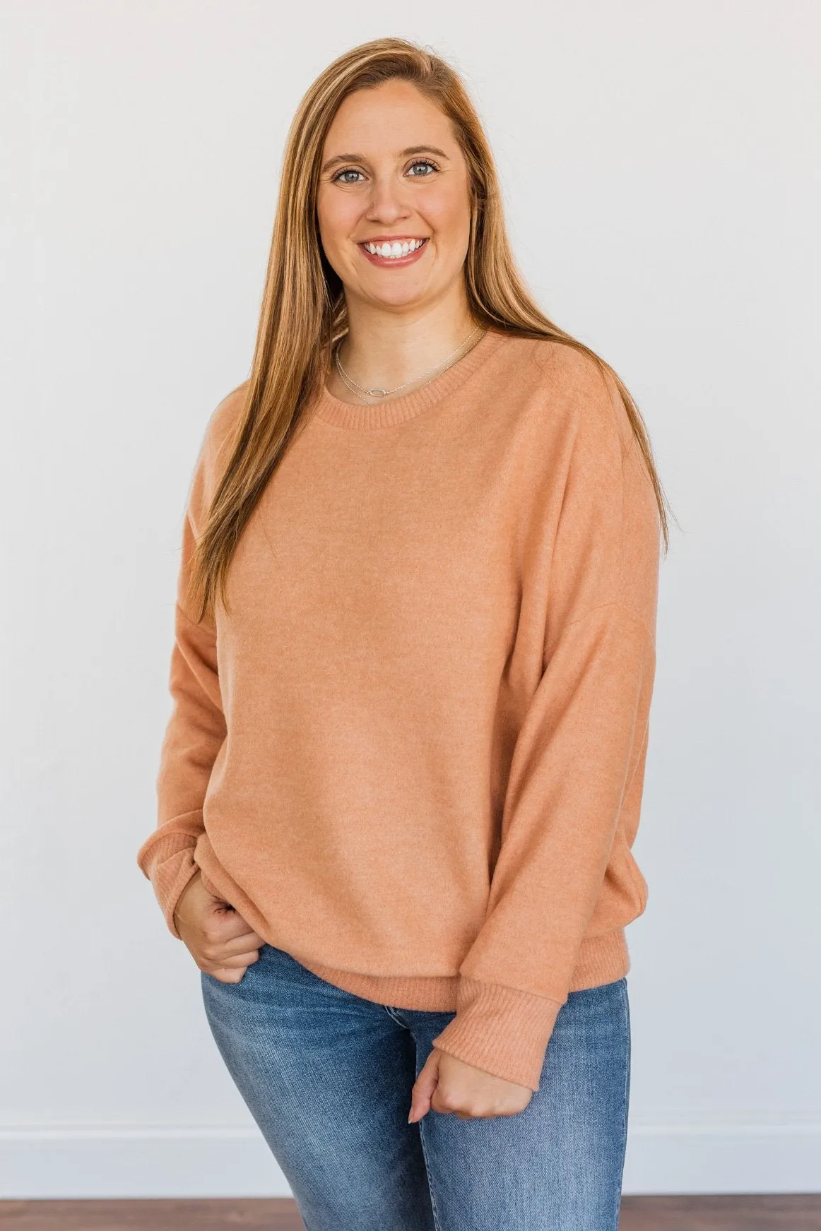 Comfy & Cozy Pullover Top- Papaya