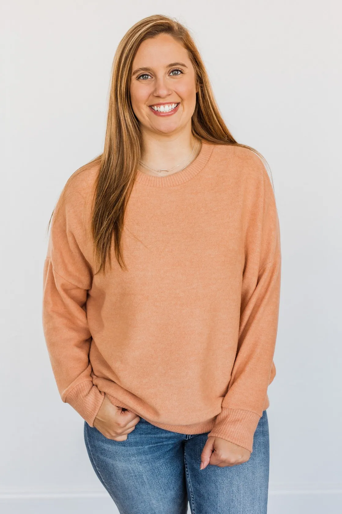 Comfy & Cozy Pullover Top- Papaya