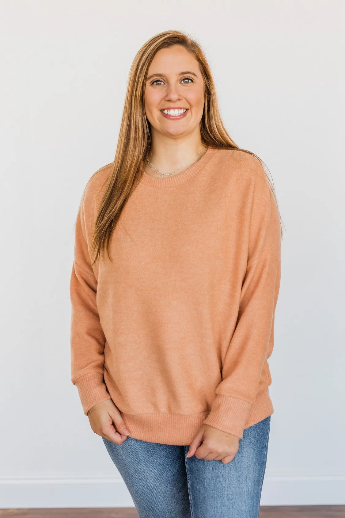 Comfy & Cozy Pullover Top- Papaya