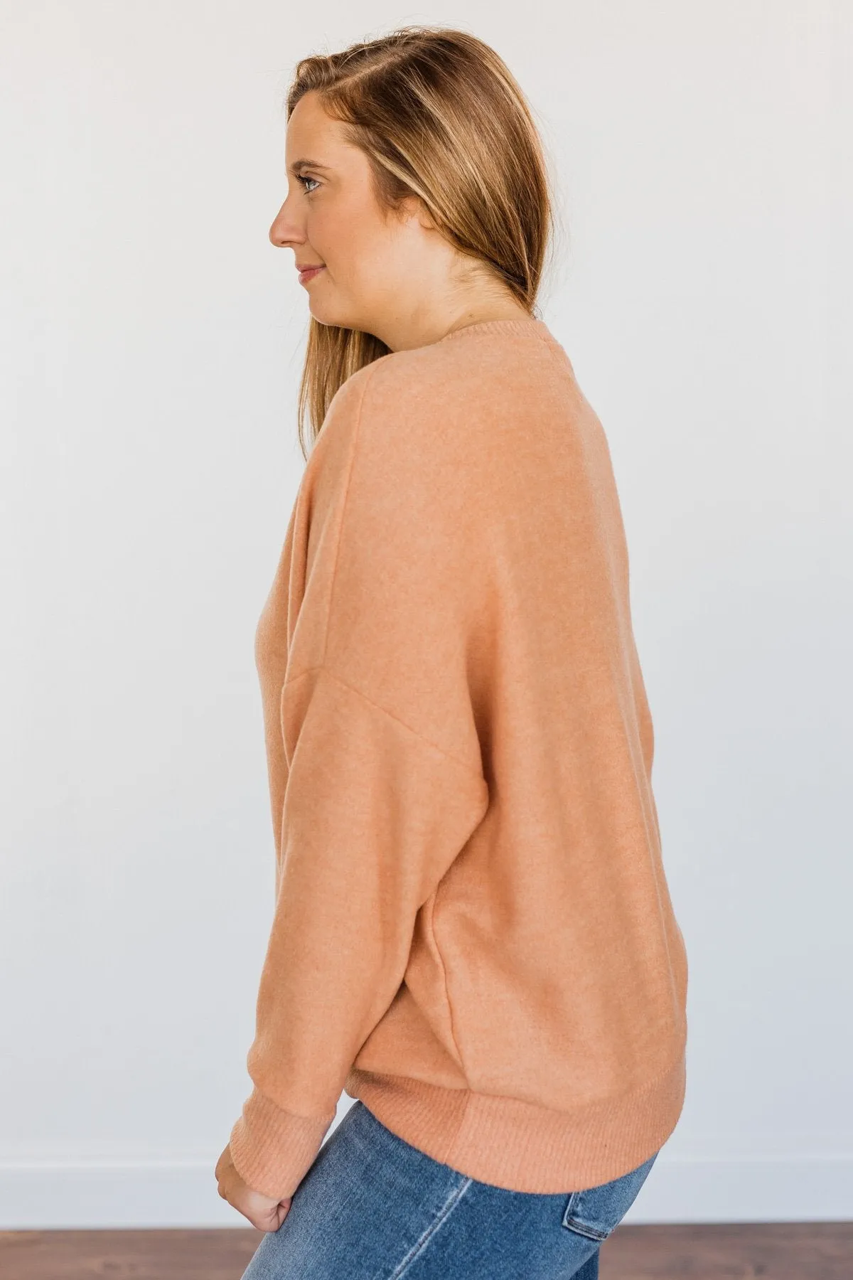 Comfy & Cozy Pullover Top- Papaya