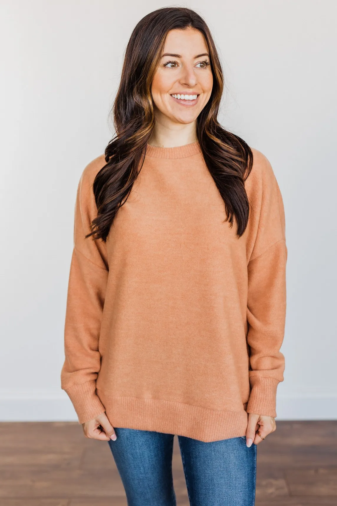 Comfy & Cozy Pullover Top- Papaya