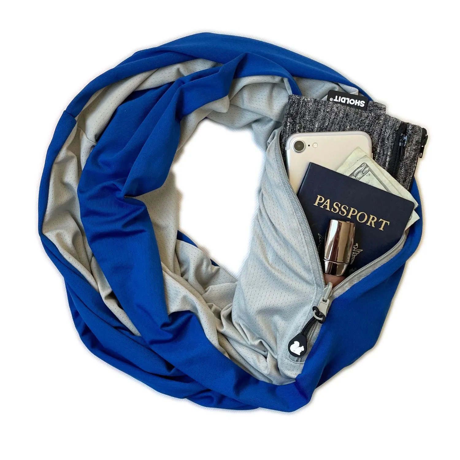 Convertible Infinity Scarf with Pocket | Ice Silk Blue Twist