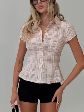 Cottesloe Blouse Top Pink Check