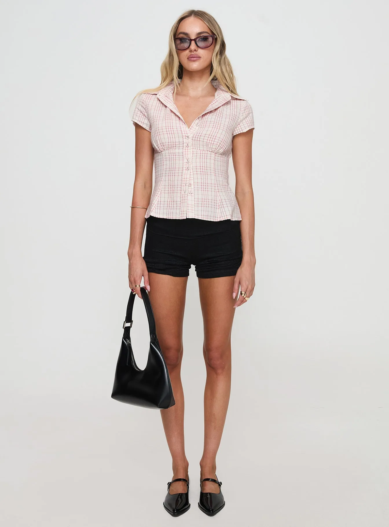 Cottesloe Blouse Top Pink Check