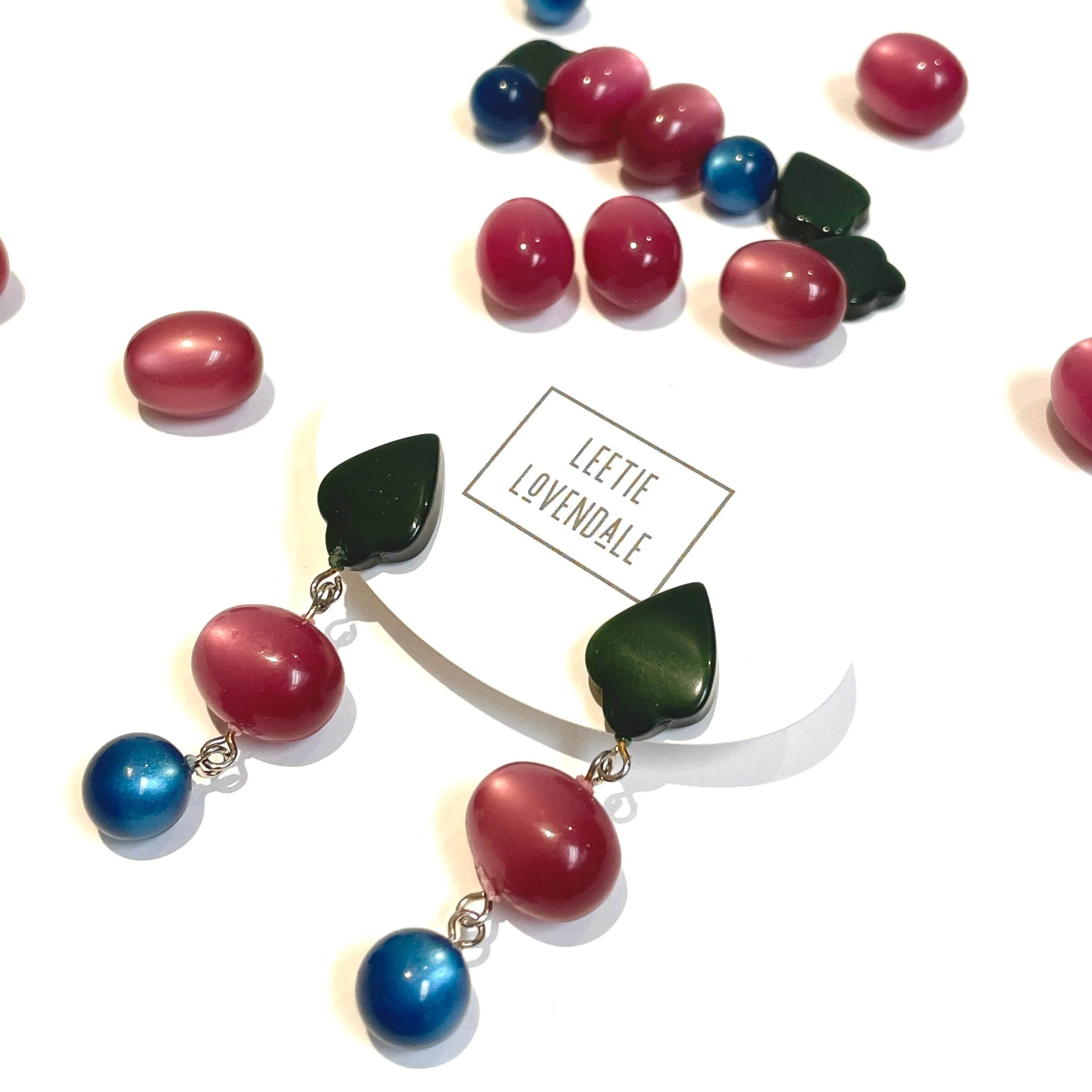 Cranberry Gem Moonglow Statement Earrings