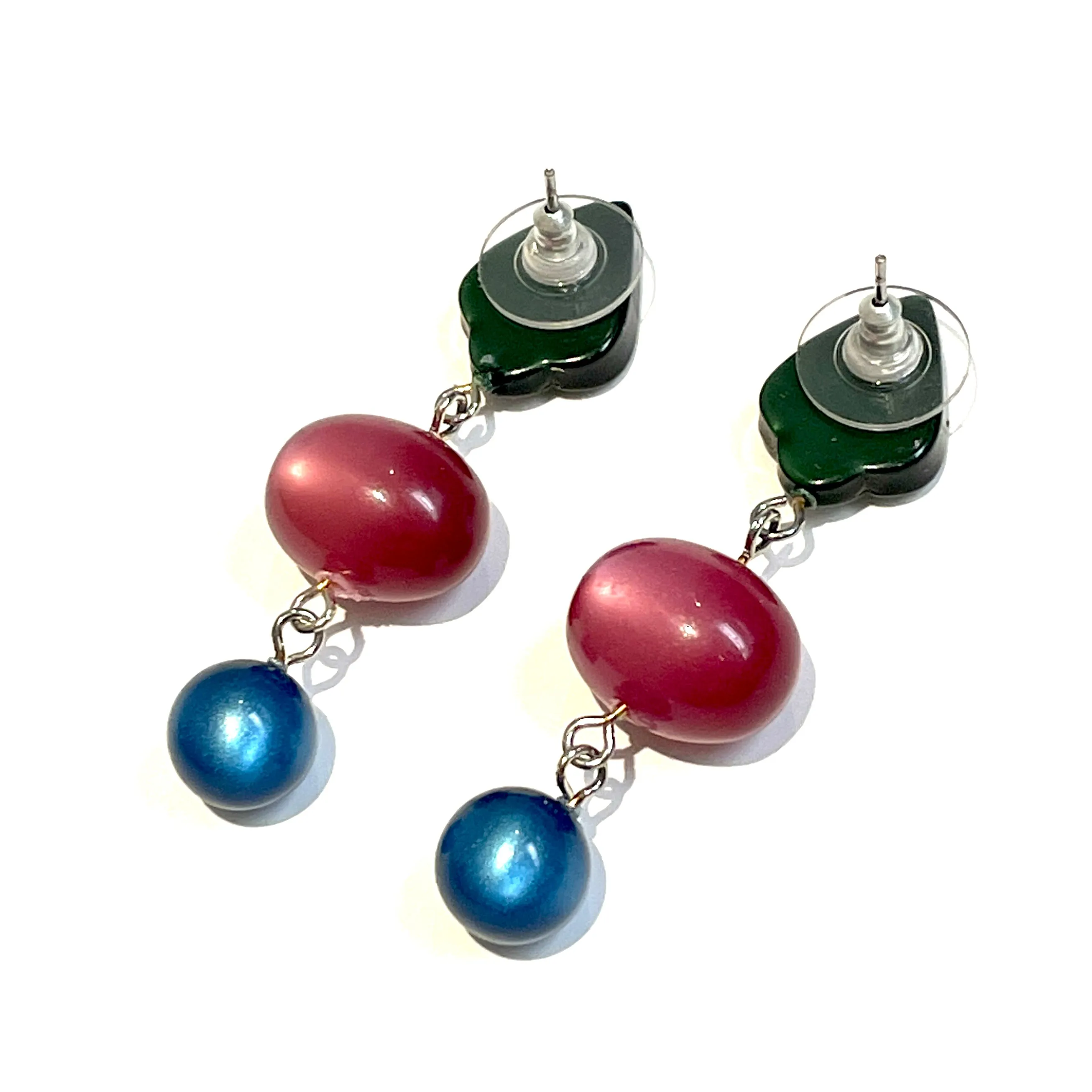 Cranberry Gem Moonglow Statement Earrings