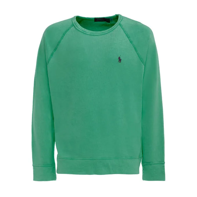 CREW NECK SWEATSHIRT IN GAUZED COTTON Man Green