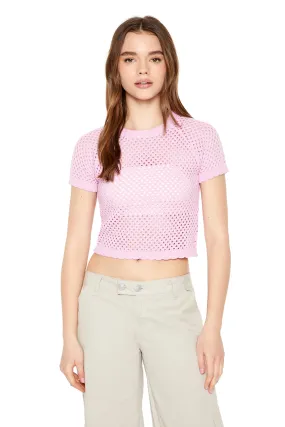 Crochet Knit Cropped T-Shirt