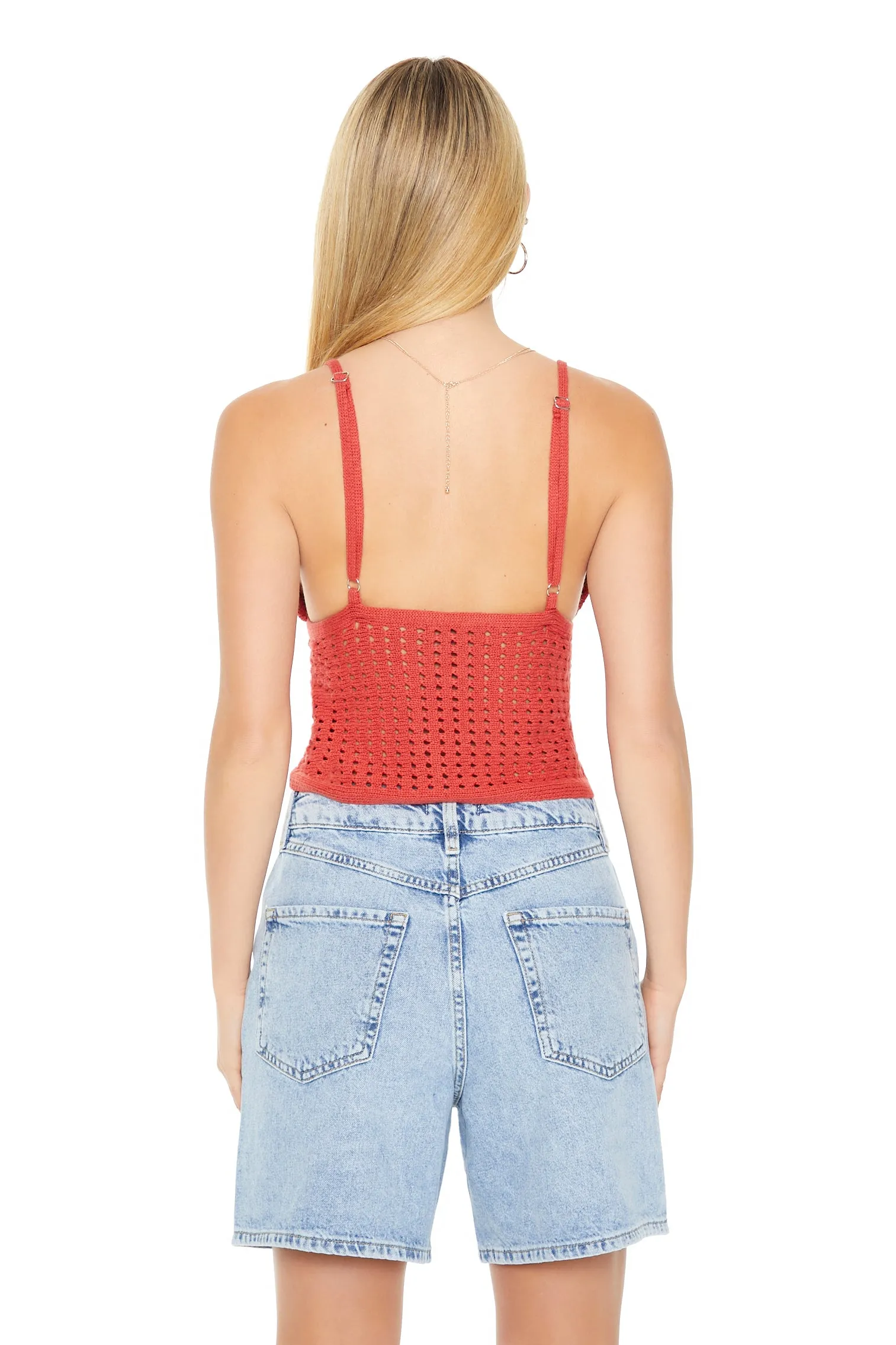 Crochet Knit Front Tie Cami