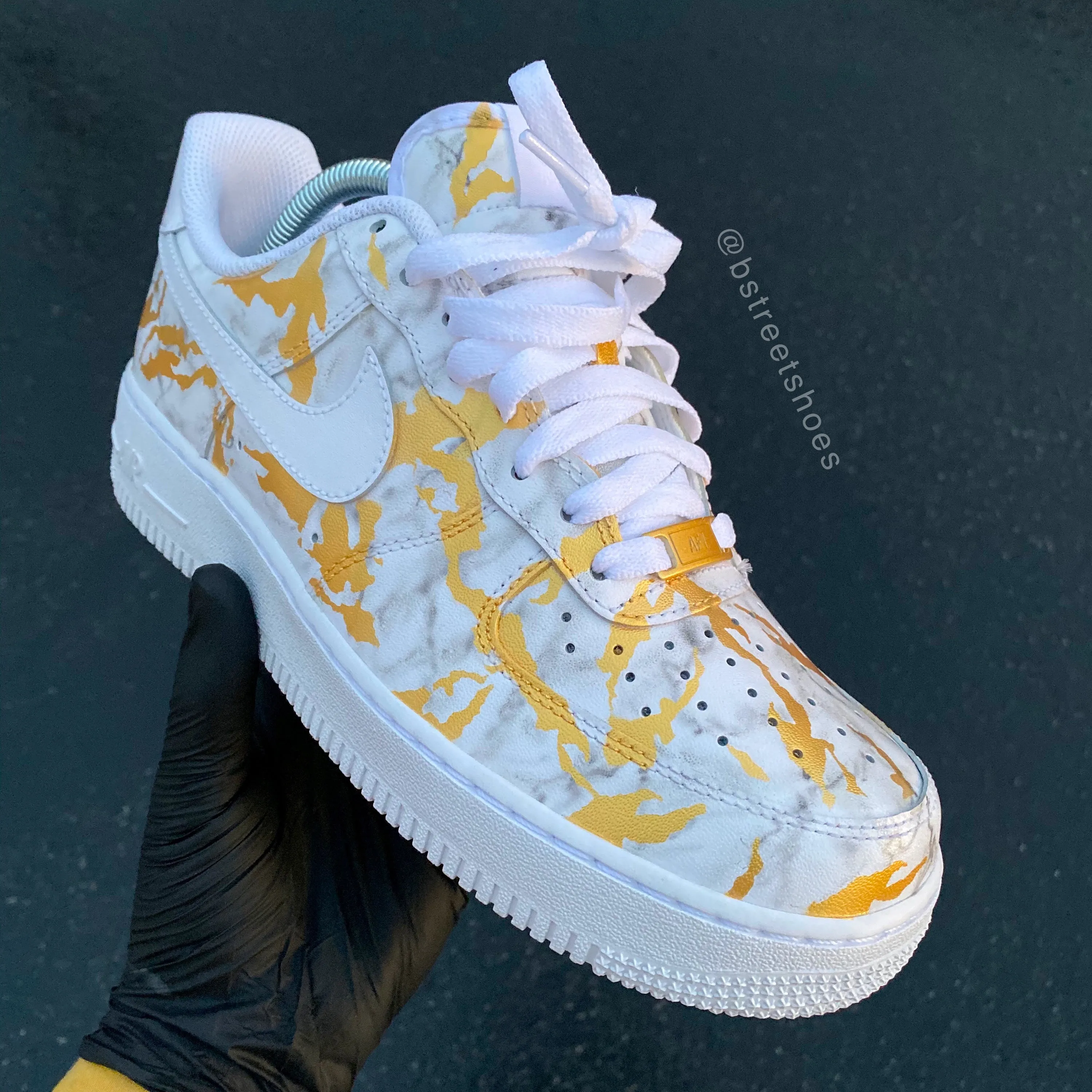 Custom Hand Painted Gold Marble Nike Air Force 1 Low