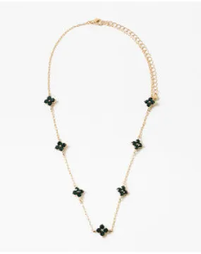 Delicate Clover Green Choker Crystal Necklace