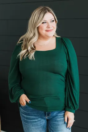 Easily Enchanting Knit Top- Hunter Green