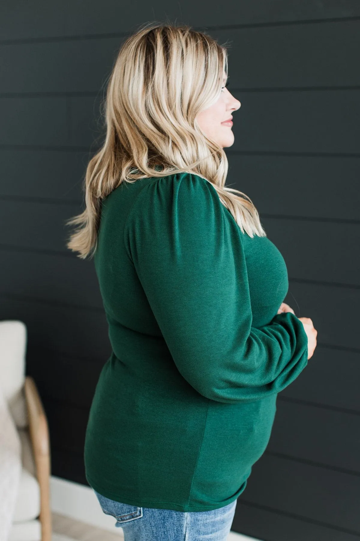 Easily Enchanting Knit Top- Hunter Green