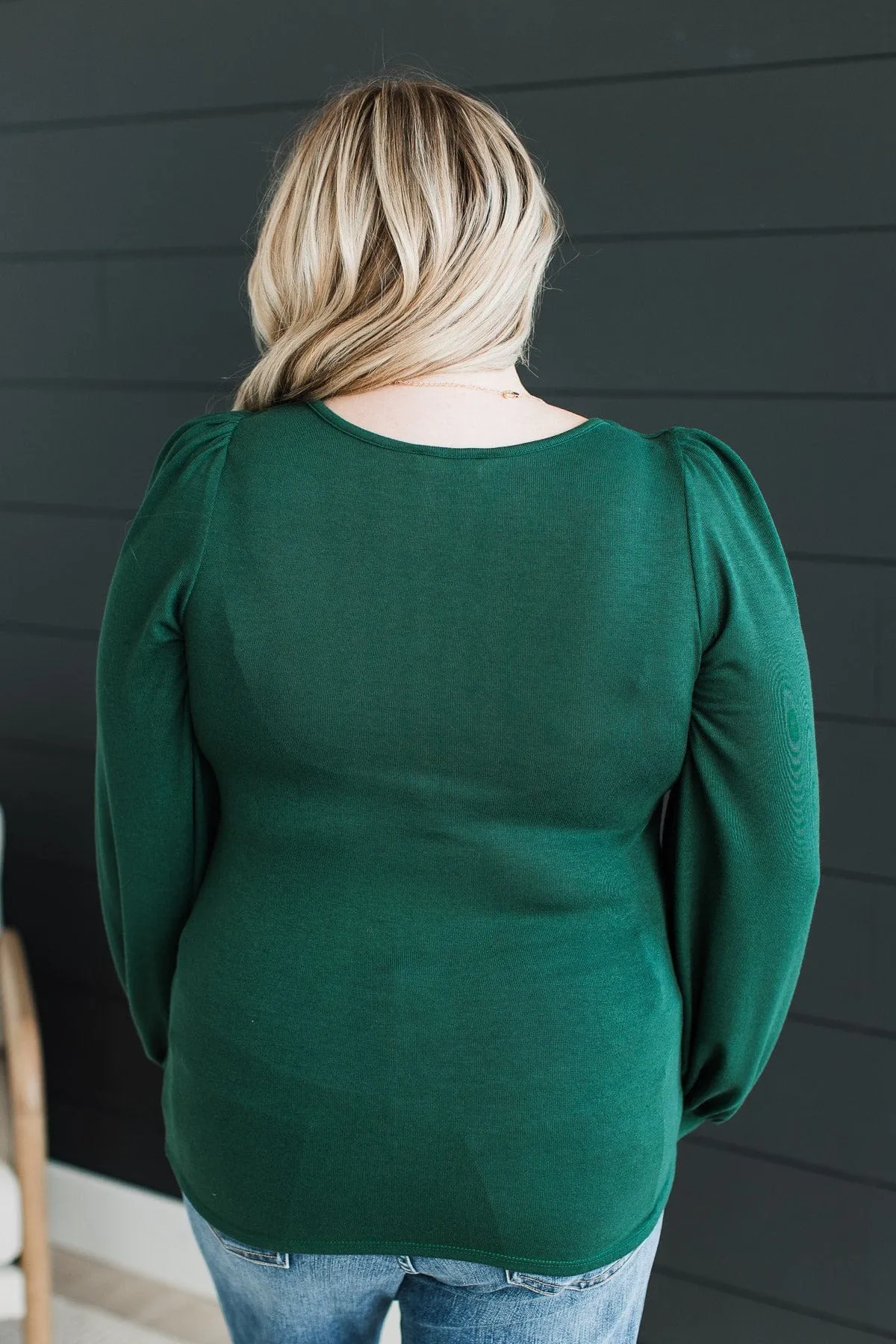 Easily Enchanting Knit Top- Hunter Green