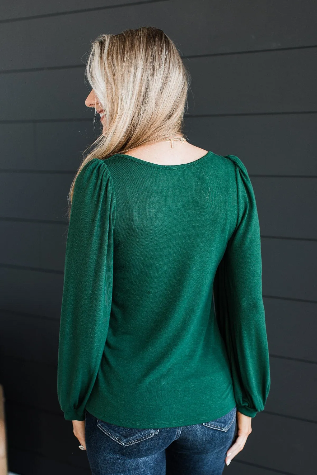 Easily Enchanting Knit Top- Hunter Green