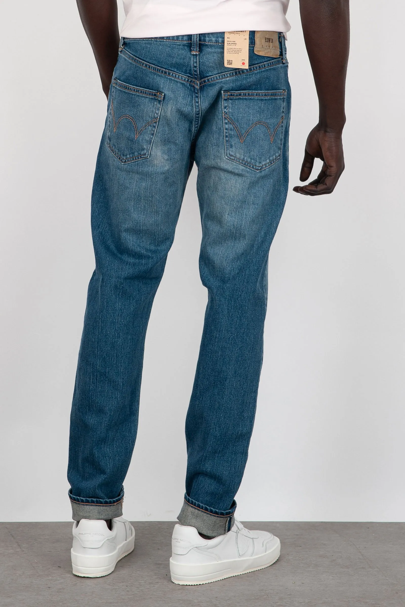 Edwin Jeans Slim Tapered Denim Blu Medio