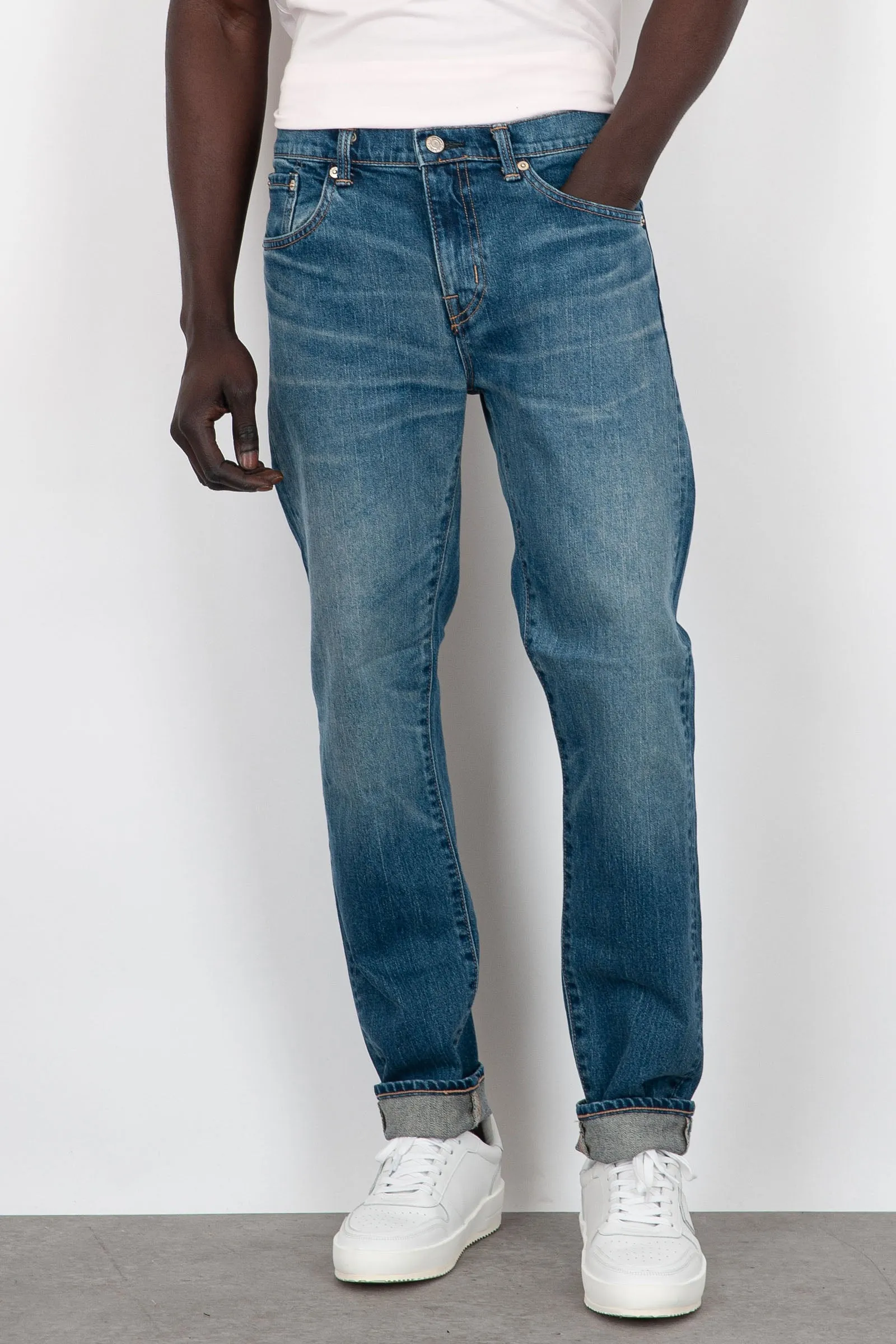 Edwin Jeans Slim Tapered Denim Blu Medio