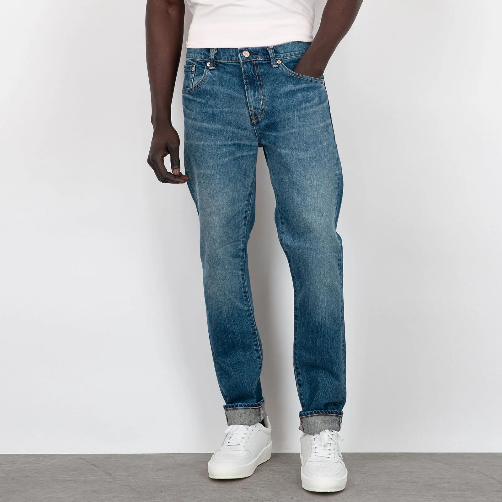 Edwin Jeans Slim Tapered Denim Blu Medio