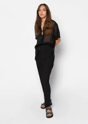 EMMY Pleated Highwaisted Trousers - Black